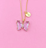 Butterfly Charm Gold Necklace, Personalized Gift, N6067B