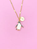 Gold Penguin Charm Necklace, Wildlife Biologist Zookeeper Gifts, N4342A