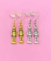 Gold or Silver Nutcracker Soldier Ballet Charm Earrings, N676Z