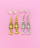 Gold or Silver Nutcracker Soldier Ballet Charm Earrings, N676Z