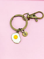 Bronze Fry Egg Charm Keychain, N986A
