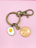 Bronze Fry Egg Charm Keychain, N986A