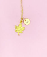 Gold Maple Leaf Charm Necklace, N5142B