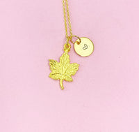 Gold Maple Leaf Charm Necklace, N5142B