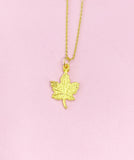 Gold Maple Leaf Charm Necklace, N5142Z