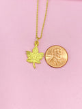 Gold Maple Leaf Charm Necklace, N5142Z