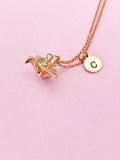 Rose Gold Paper Crane Necklace, Gold and Silver Option, N1882