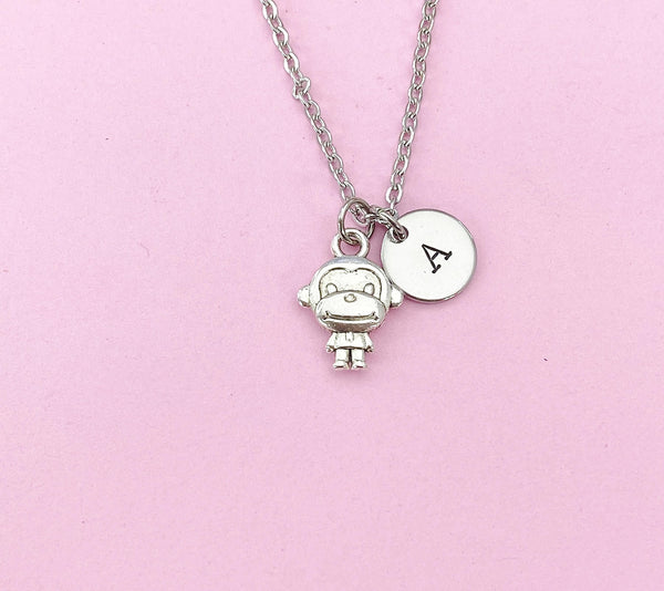 Silver Monkey Charm Necklace, N160
