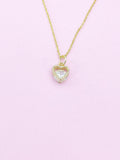 Gold Heart Charm Necklace, CZ Diamond, N2788