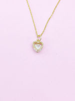 Gold Heart Charm Necklace, CZ Diamond, N2788