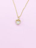 Gold Heart Charm Necklace, CZ Diamond, N2788