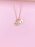 Rose Gold Evil Eye Charm Necklace, N1758A