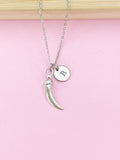 Chili Pepper Charm Necklace, Initial, Stainless Steel Chain