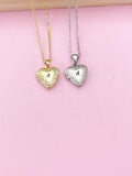 Gold or Silver TINY Heart Locket Necklace, D392AC