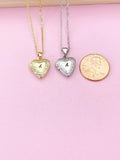 Gold or Silver TINY Heart Locket Necklace, D392AC