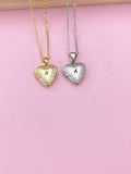 Gold or Silver TINY Heart Locket Necklace, D392AC