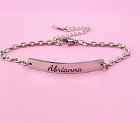 Personalized Customized Name Bracelet, Tarnish Resistant, Birthday Anniversary Engragement Valentine Mother's Day Gifts Idea, D471