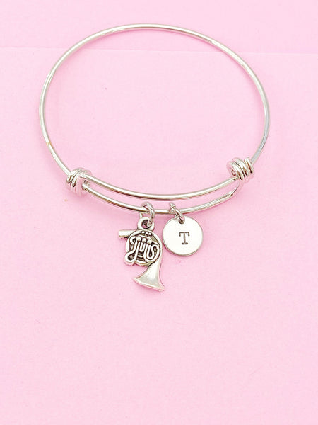 Silver French Horn Charm Bracelet, N1296A