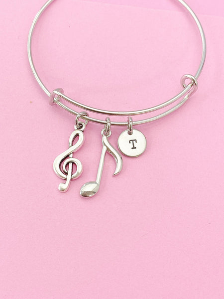 Silver Music Note Charm Bracelet, N2288