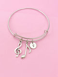 Silver Music Note Charm Bracelet, N2288