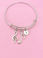 Silver Music Note Charm Bracelet, N2288