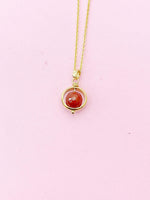 Carnelian Necklace, Natural Carnelian, Gemstone Jewelry, Spinner Necklace, N3794-A