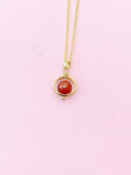 Carnelian Necklace, Natural Carnelian, Gemstone Jewelry, Spinner Necklace, N3794-A