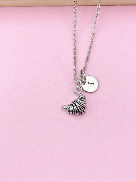 Silver Croissant Charm Necklace, Croissant Charm, Croissant Bread Jewelry, Food Charm, Bakery Charm, Personalized Gift, Christmas Gift, N772