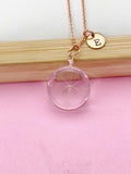 Rose Gold Dandelion Real Flower Charm Necklace, Wish Gifts, N5777