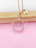 Rose Gold Dandelion Real Flower Charm Necklace, Wish Gifts, N5777