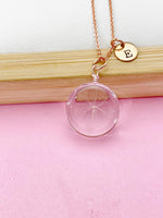 Rose Gold Dandelion Real Flower Charm Necklace, Wish Gifts, N5777