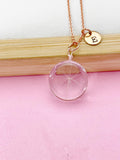 Rose Gold Dandelion Real Flower Charm Necklace, Wish Gifts, N5777