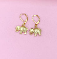 Gold Elephant Charm Earrings, N5220