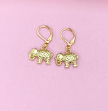 Gold Elephant Charm Earrings, N5220