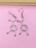 Noradrenaline Molecule Earrings, Science Jewelry