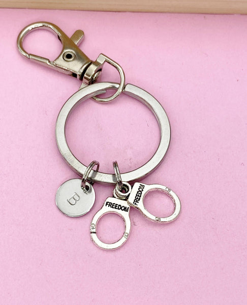 Silver Handcuffs Charm Keychain, Police Jewelry, Police Wife Gift, N659