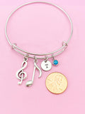 Silver Treble Clef Music Note Charm Bracelet, N2288