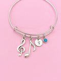Silver Treble Clef Music Note Charm Bracelet, N2288