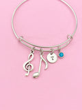 Silver Treble Clef Music Note Charm Bracelet, N2288