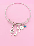 Silver Treble Clef Music Note Charm Bracelet, N2288