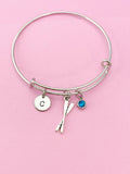 Silver Oar Rowing Charm Bracelet, Kayak Rower Crew Gift, Personalized Gift, N1304