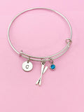 Silver Oar Rowing Charm Bracelet, Kayak Rower Crew Gift, Personalized Gift, N1304