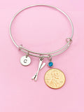 Silver Oar Rowing Charm Bracelet, Kayak Rower Crew Gift, Personalized Gift, N1304