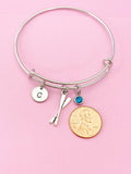 Silver Oar Rowing Charm Bracelet, Kayak Rower Crew Gift, Personalized Gift, N1304