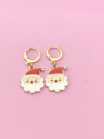 Gold Cute Santa Claus Charm Earrings, Christmas Santa Earrings, N3139