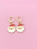 Gold Cute Santa Claus Charm Earrings, Christmas Santa Earrings, N3139
