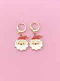 Gold Cute Santa Claus Charm Earrings, Christmas Santa Earrings, N3139