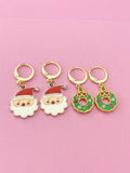 Gold Cute Christmas Earrings, N3139A