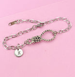 Silver Lasso Knot Charm Bracelet, Initial Charm, Stainless Steel Chain