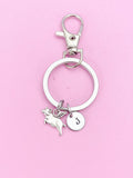 Flying Pig Keychain, Winged Pig Charm, Initial Charm